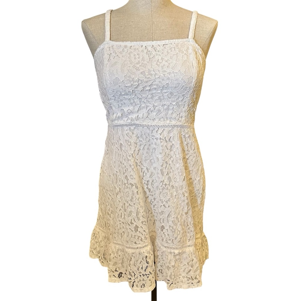 Hollister white lace mini dress Y2K preppy aesthetic size M